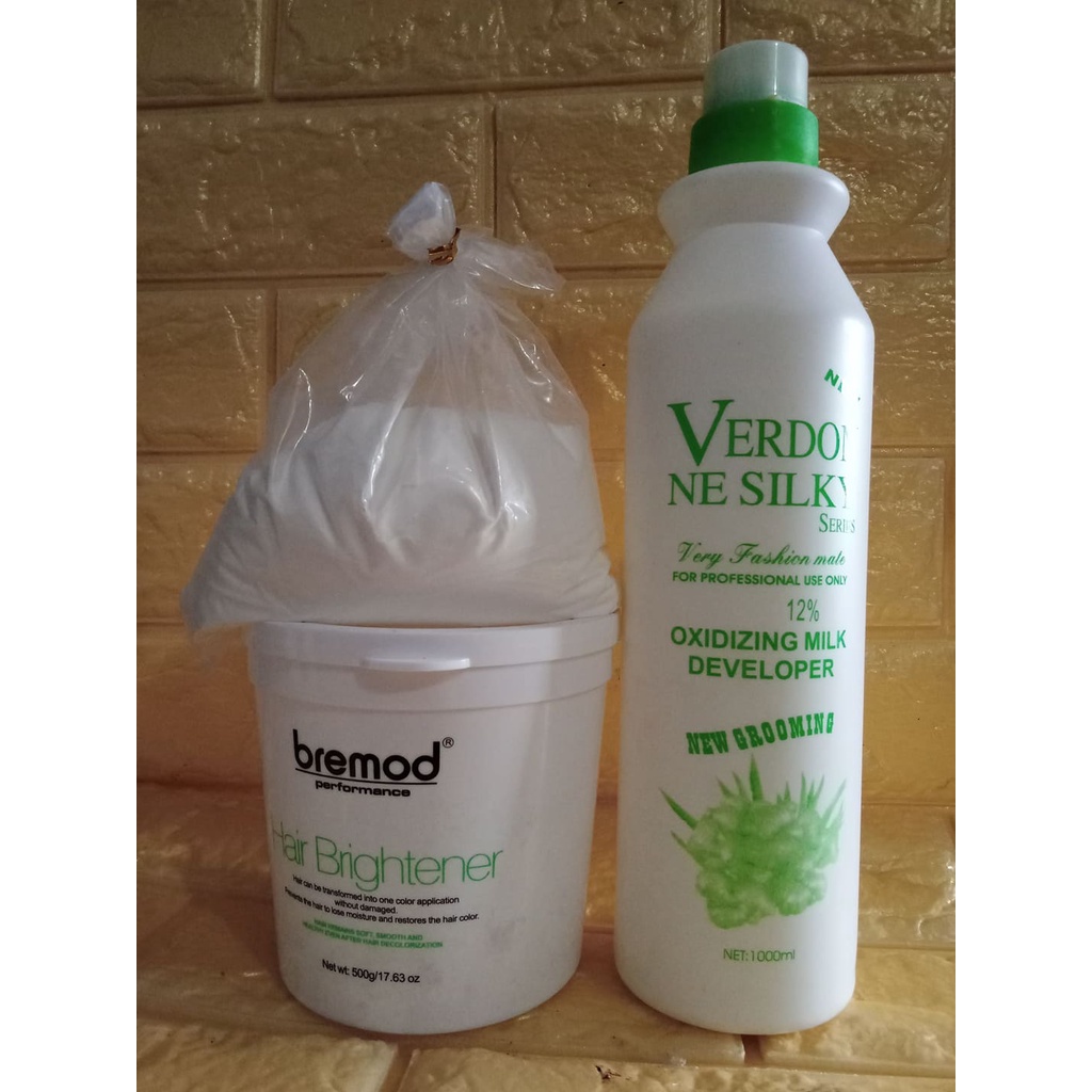 1 SET HAIR BRIGHTENER BLEACHING POWDER 500G AND VERDON NE SILKY