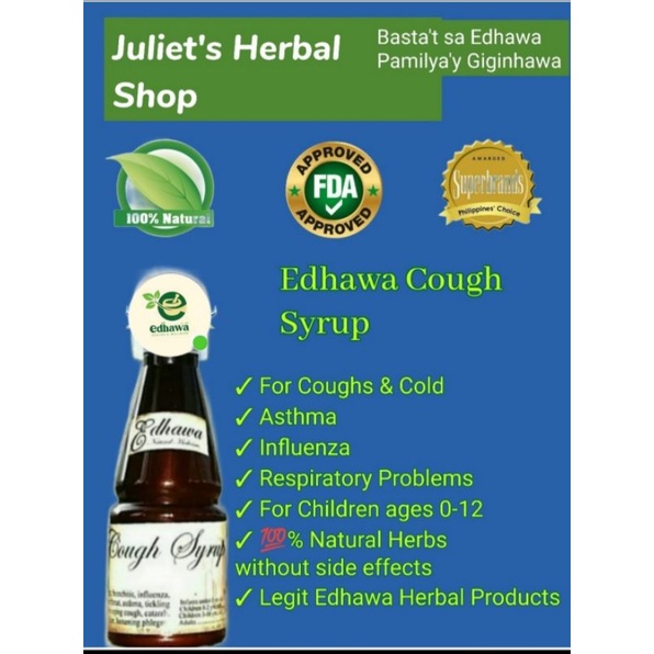 Edhawa Cough Syrup 120ml For CoughBronchitisInfluenzaColdsSoar