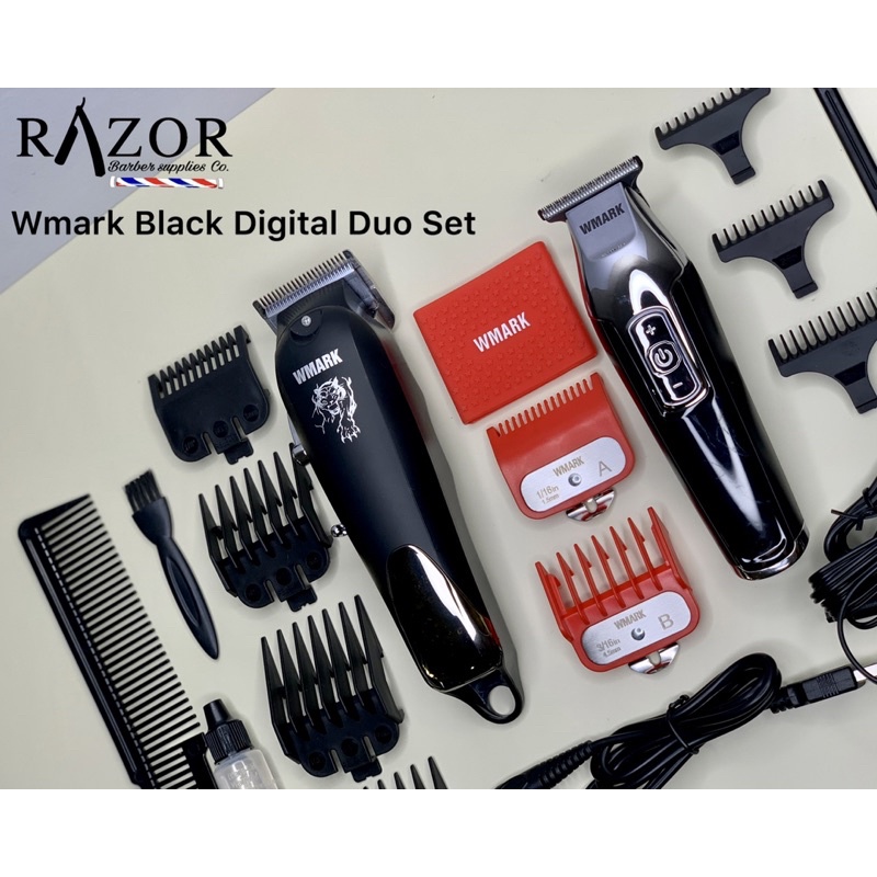 Wmark Black Digital Black Duo Set NG-103B Hair Clipper Trimmer Master ...