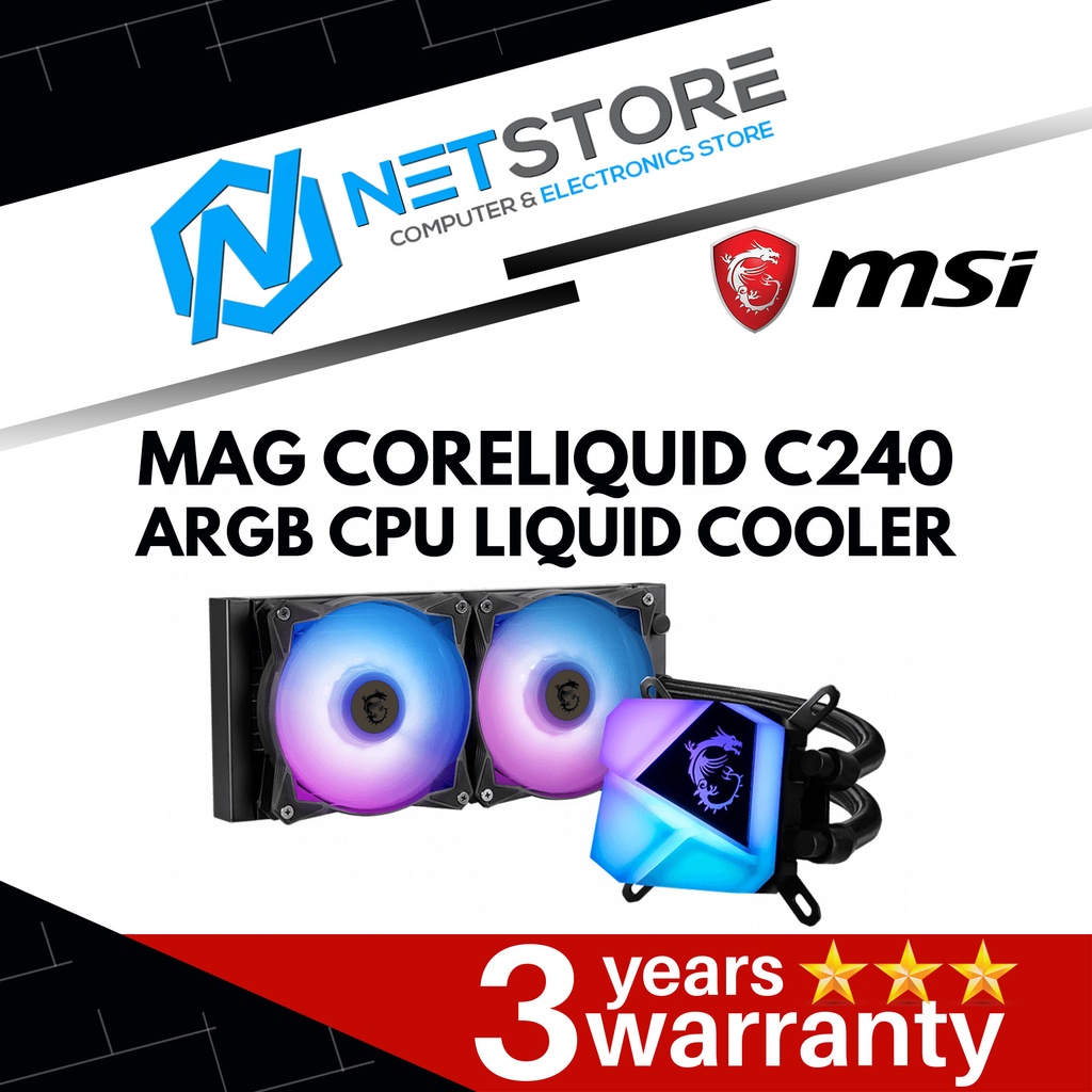 MSI MAG CORELIQUID C240 ARGB CPU LIQUID COOLER Shopee Philippines