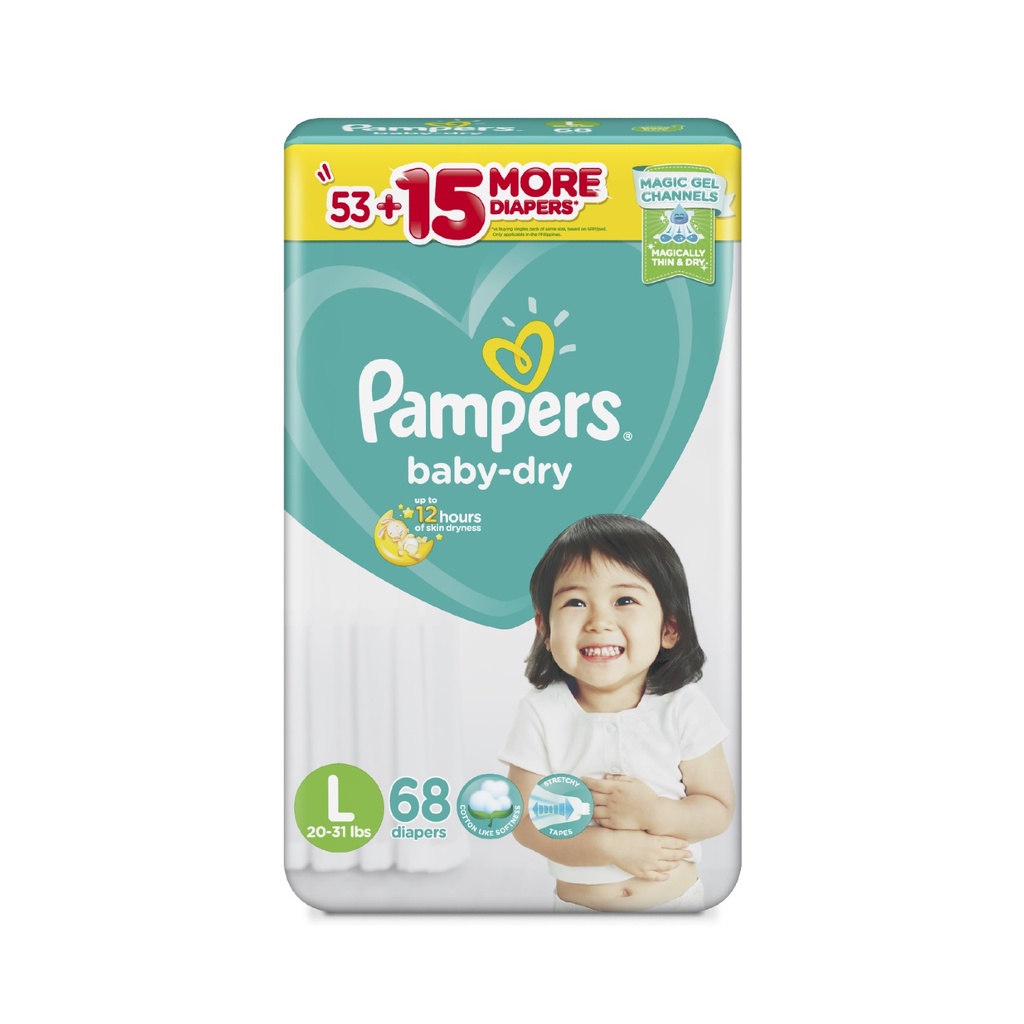 Pampers Baby Dry Taped Super Jumbo Large 68s Shopee Philippines