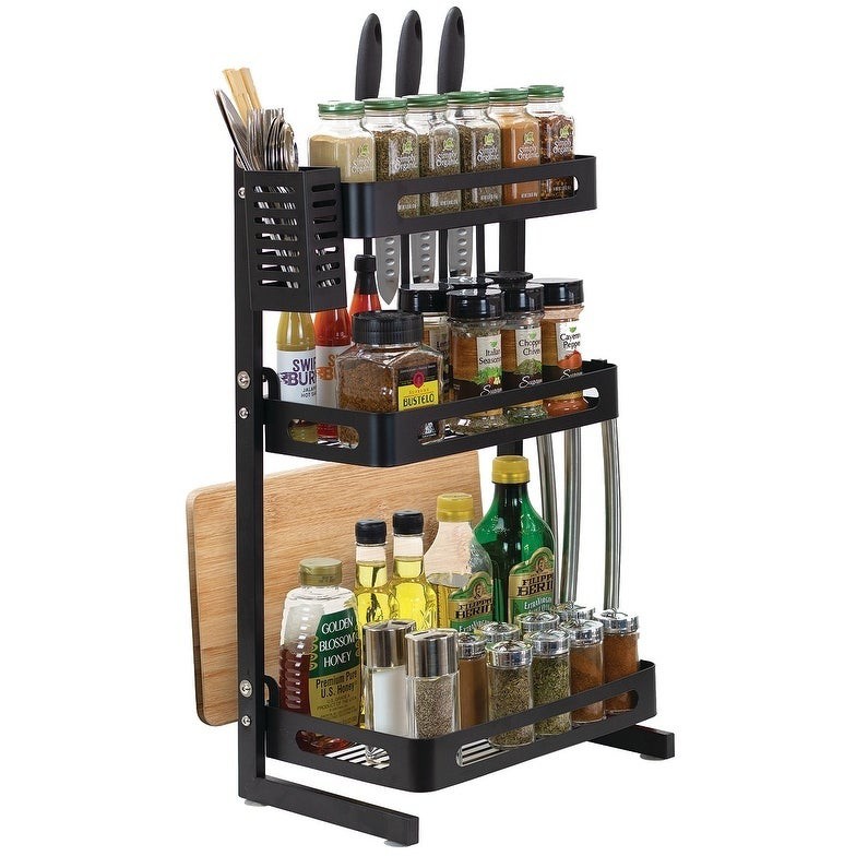 3layer condiments rack counter top standing seasoning organizer high ...