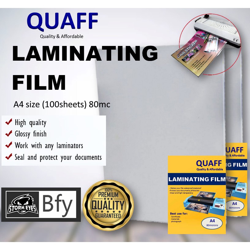 A4 Size 80 Micron Quaff Laminating Film (100 Sheets Pack) 