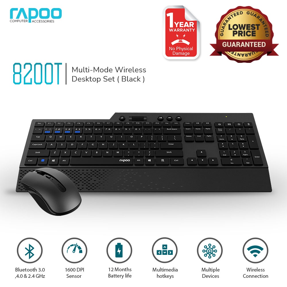 thumbnail image 2 of Wireless Keyboard And Mouse Combo, RAPOO Bluetooth Keyboaard And Mouse Set Protable Compact Keyboards And 1300 Dpi 2 of 9