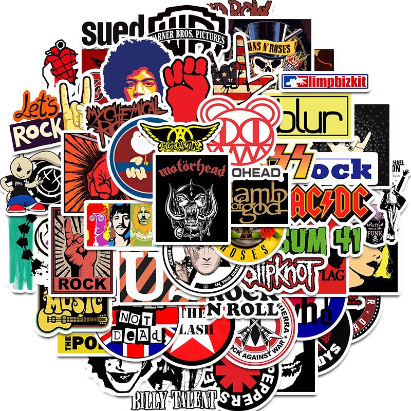 【Large stickers】52pcs Rock Popular Sticker Rock Band Punk Music Heavy ...