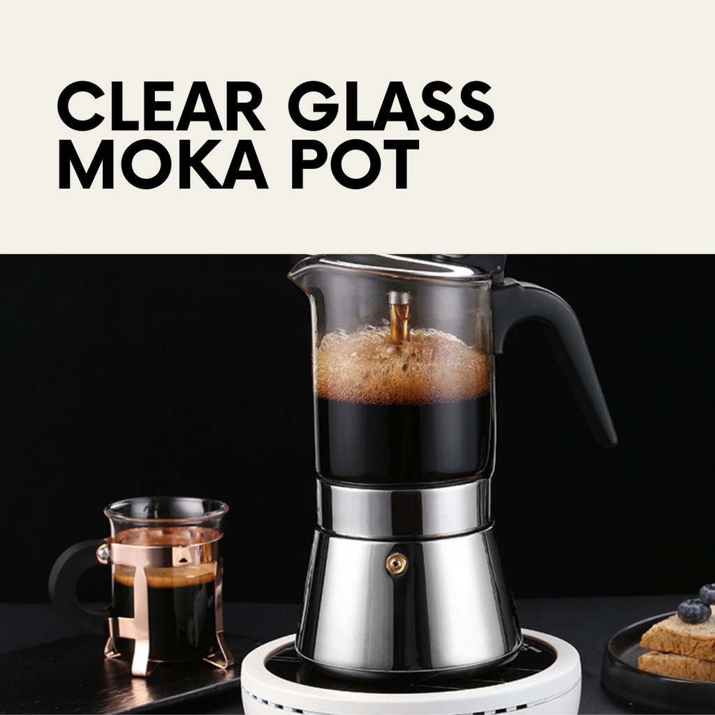 Glass moka cheap pot