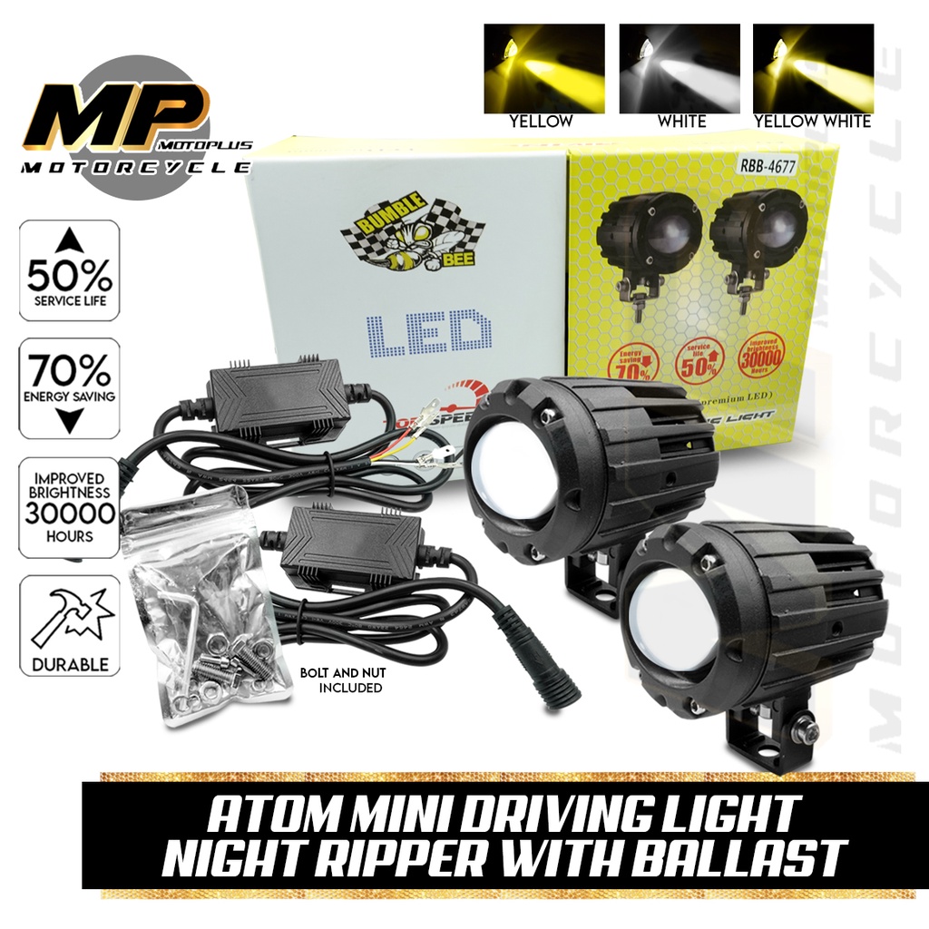MOTOPLUS ATOM MINI DRIVING LIGHT NIGHT RIPPER WITH BALLAST | Shopee ...