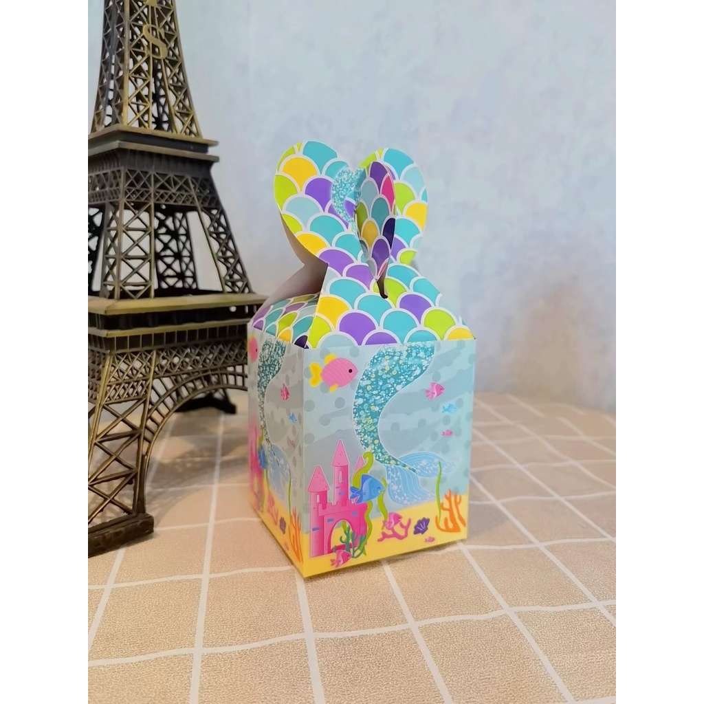 Dreamlike Blue Mermaid tail paper jan Candy box 6pcs/pack birthday ...