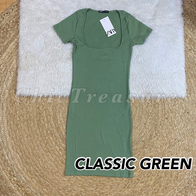 ZARA SquareNeck Bodycon Dress (slightly thin) | Shopee Philippines