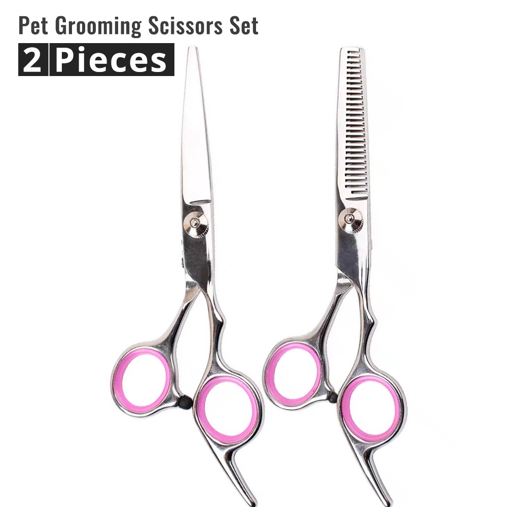 Pet Grooming Scissors Kit Stainless Steel 5 Pcs Curved Dog Cat Grooming