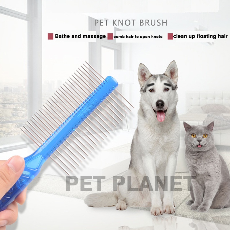 Pet Grooming Massage Hair Pet Dogs Double Rowed Comb with Crystal