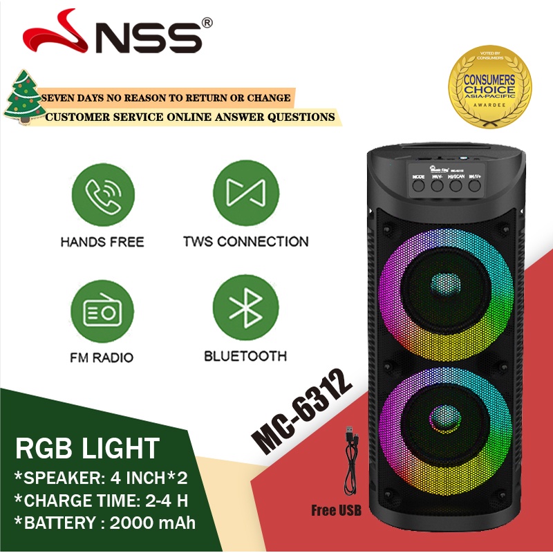 NSS Wireless Buletooth Speaker Karaoke Portable Speaker with Disco ...