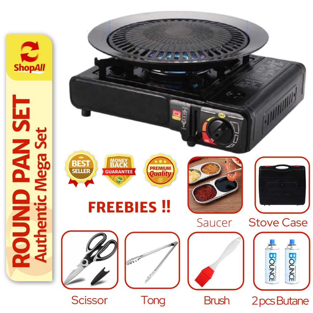 On Sale Samgyupsal Authentic Mega Set Korean Bbq Round Grill Pan W Portable Butane Stove W 9946