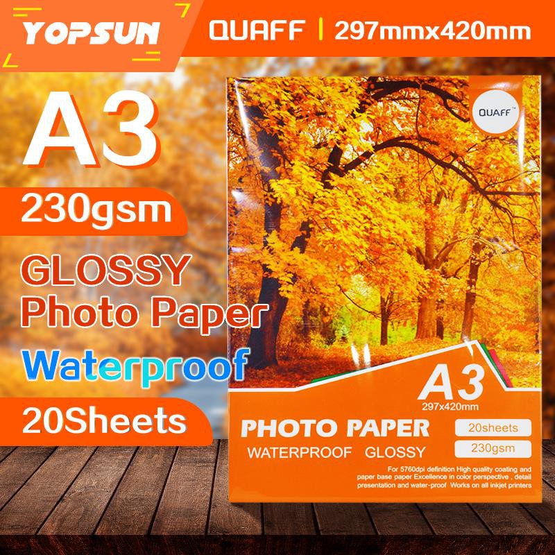 A3 Glossy Photo Paper 230gsm 20Sheets QUAFF Brand Shopee Philippines