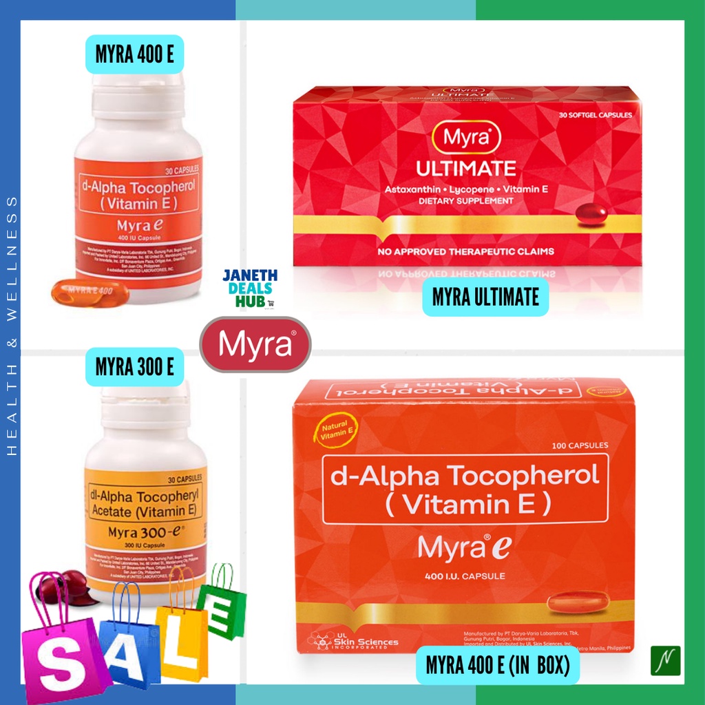 Myra E 300 IU, 400 IU dLAlpha Tocopheryl and Myra Ultimate (Vitamin E