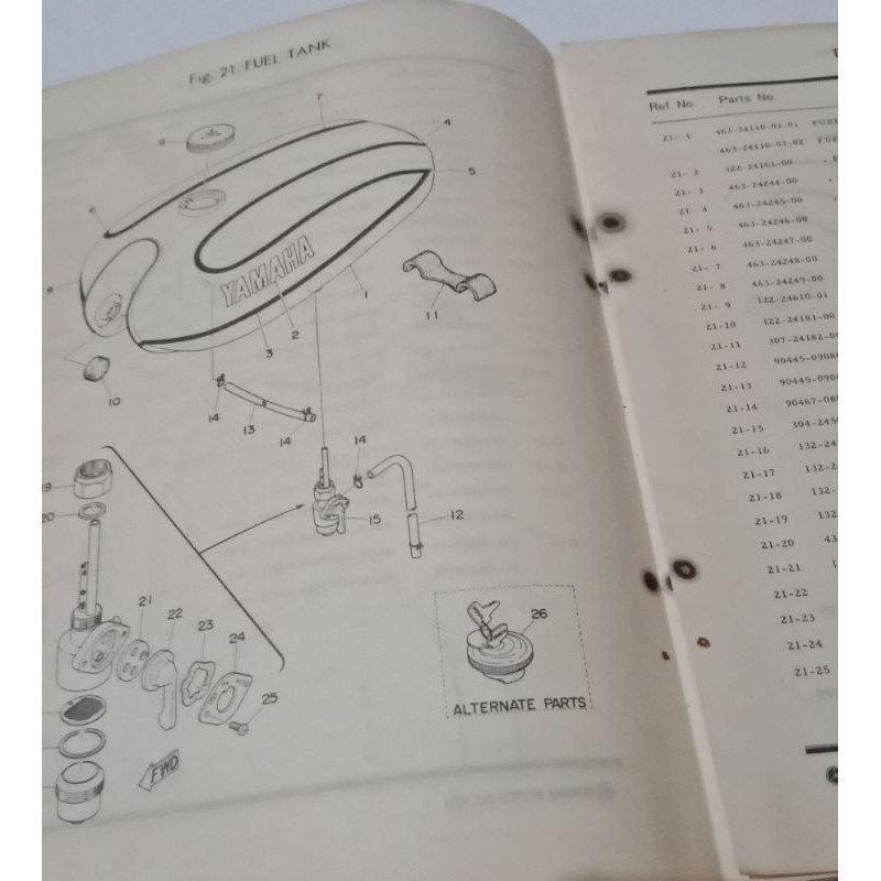 Parts catalog book Parts part catalogue yamaha RS 100 rs100 copy ...
