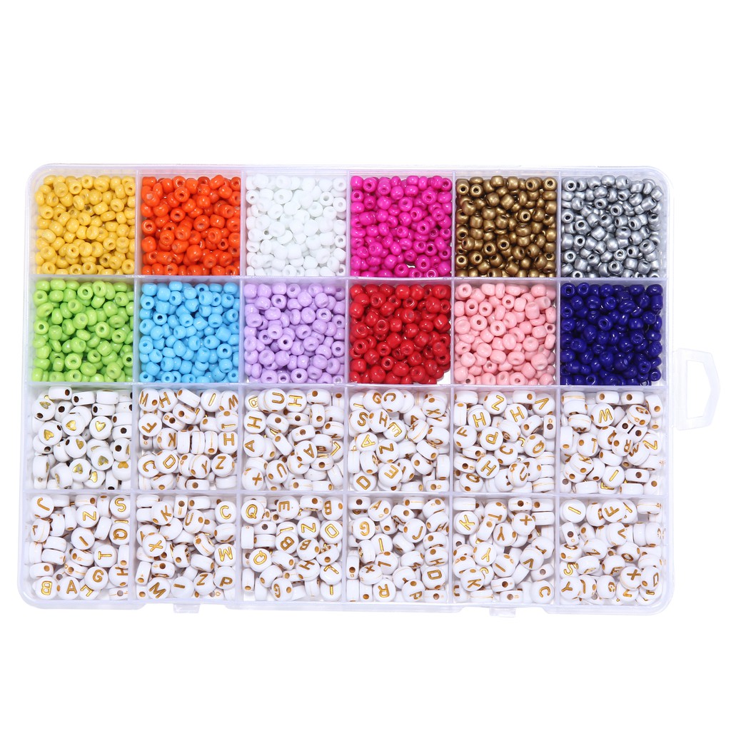 Beads Kit Glass Seed Beads Alphabet Letter Beads and Heart Shape Beads ...