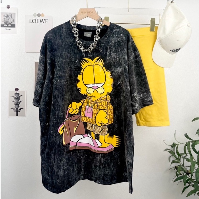 GARFIELD Acid Wash Bangkok Oversized Shirt Unisex | Shopee Philippines