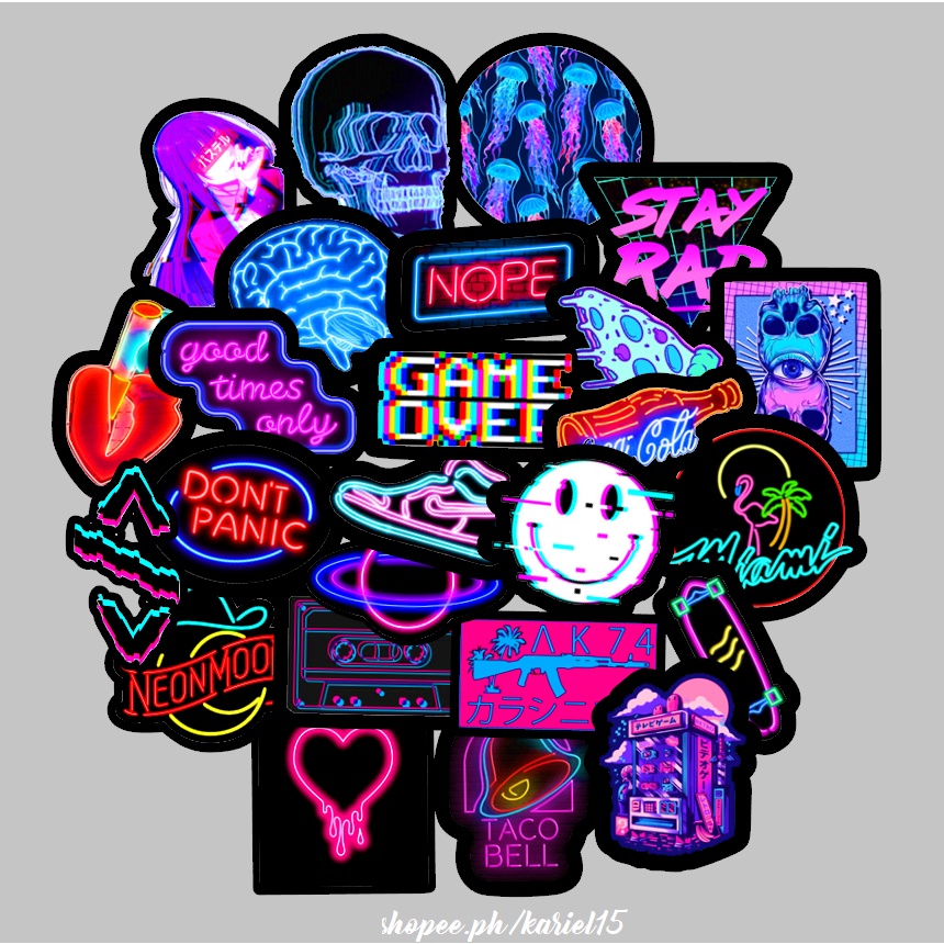 Neon Design Stickers [PER. PC /3 inches Water proof Laminated stickers ...