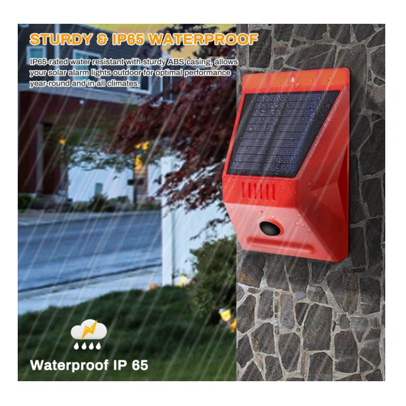 Chunhee Solar Motion Sensor Alarm Light Outdoor Motion Detector Sensor