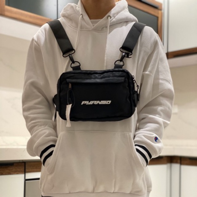 Black pyramid chest bag sale