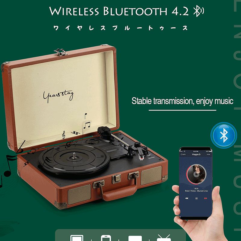 【ready Stock】retro Turntable Phonograph Vintage Vinyl Record Player Stereo Bluetooth With 9795