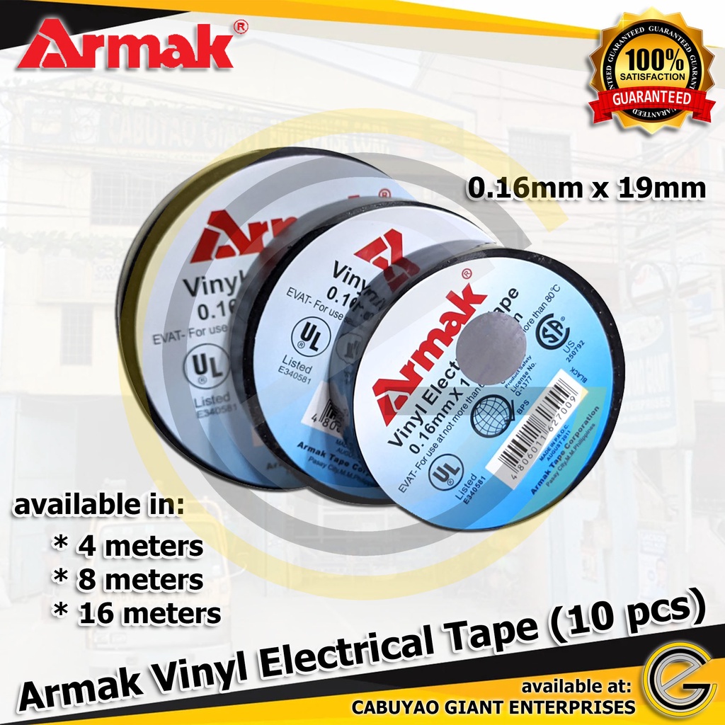 Armak Vinyl Electrical Tape 0.16mm X 19mm Black (10 Pcs) | Shopee ...