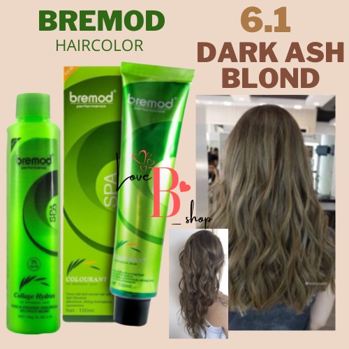 BREMOD 6.1 DARK ASH BLOND HAIR COLOR WITH OXIDIZING CREAM 100ML