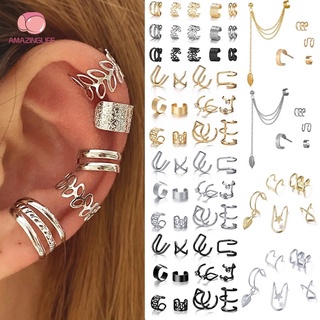 Trendy Ear Clip Gold Silver Colour Metal Geometric Irregular Ear Cuff