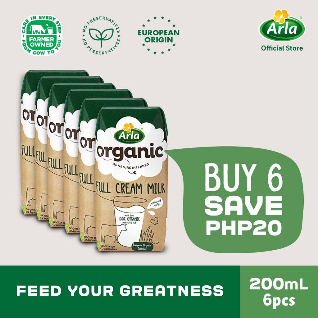 Arla Organic Full Cream Milk 200ml 6-Pack | Shopee Philippines