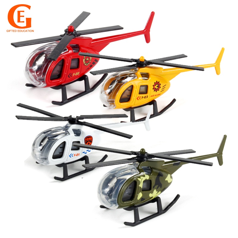 Mini Alloy Helicopter Model Die Cast Simulation Airplane Q Version Aircraft Model Toys Ornaments