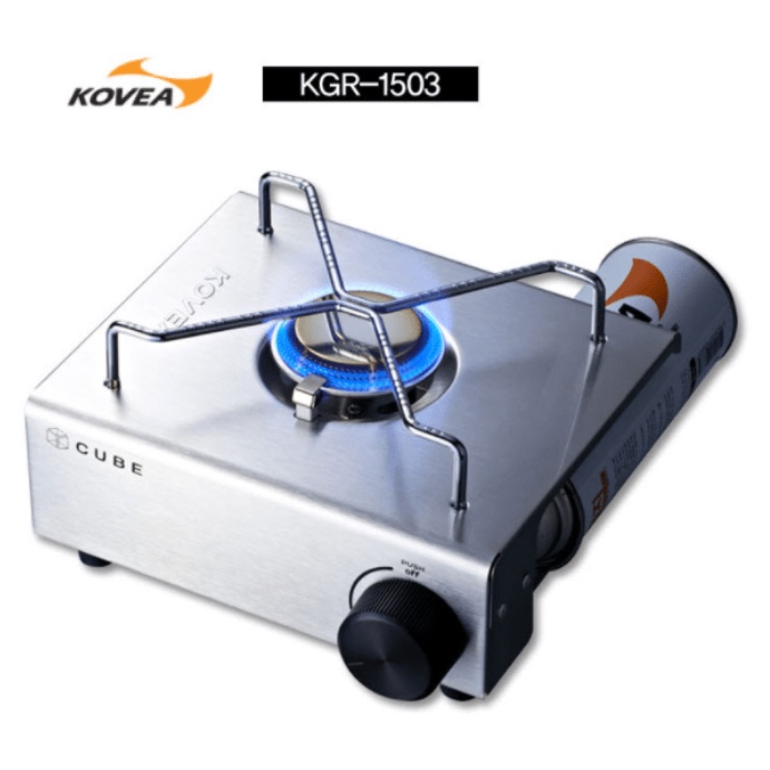 KOVEA KGR-1503 CUBE Stainless Mini Gas Stove – Indoor/Outdoor Camping Cooking