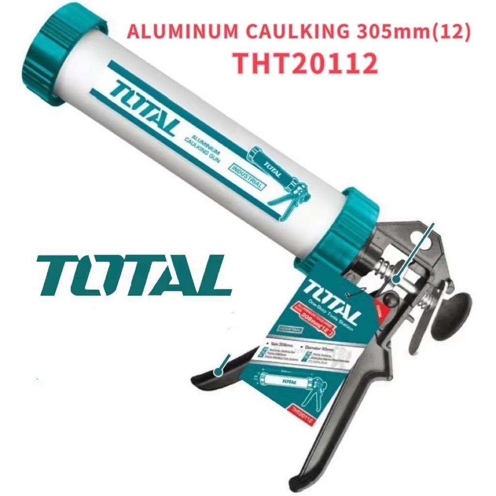TOTAL Aluminum Caulking Gun 12" for Flexible Packaging Glue, Hard Glue