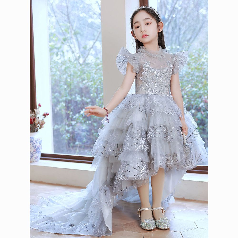 Girls Dresses Piano Performance Catwalk t-Stage Trailing Costumes ...