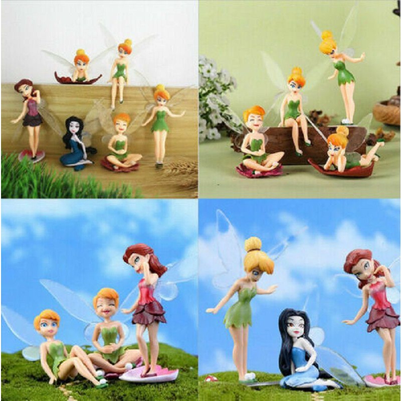 7pcs Disney Tinkerbell Flower Faery Fairy Elf Princess Pvc Anime Action