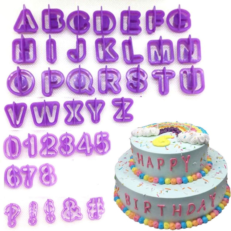 40 Pcs Letters 26 English Letters + Numbers Manual Plastic Cookie Mold ...