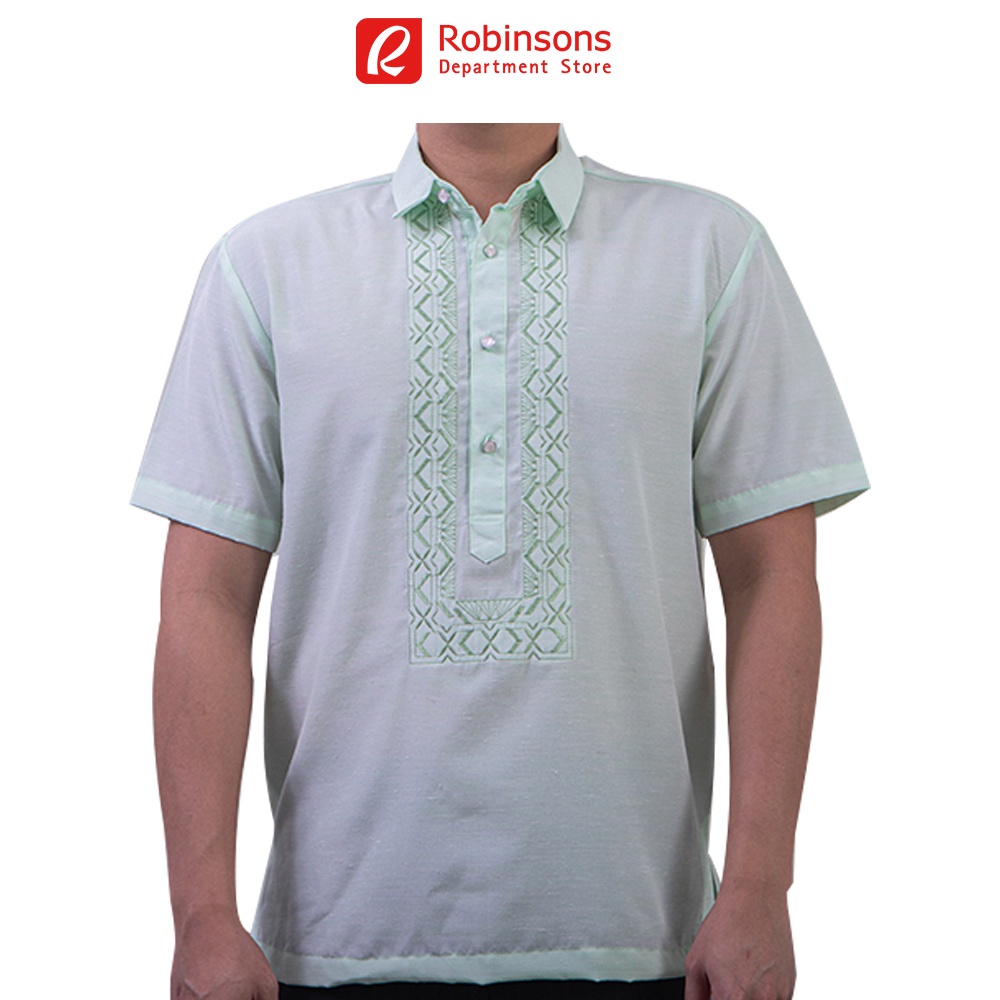 Executive Men's Embroidered Shortsleeves Office Barong (Light Green ...