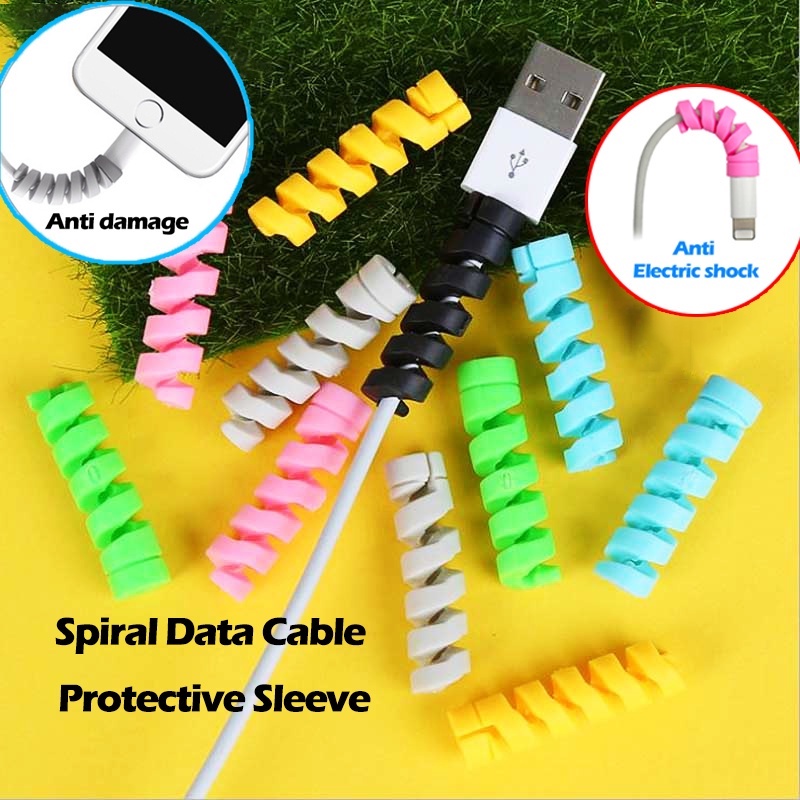 USB Spiral/Data Charger Cable Protector/Protective Sleeve For Apple ...
