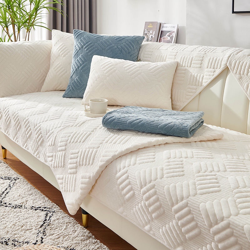 Plush Leather Sofa Cushion Thickened Nordic Simple Modern White High
