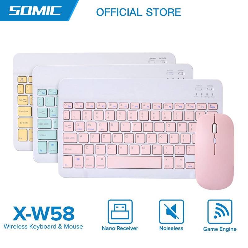 SOMIC Wireless Bluetooth Keyboard Mouse Set Tablet Ipad Phone Keyboard ...