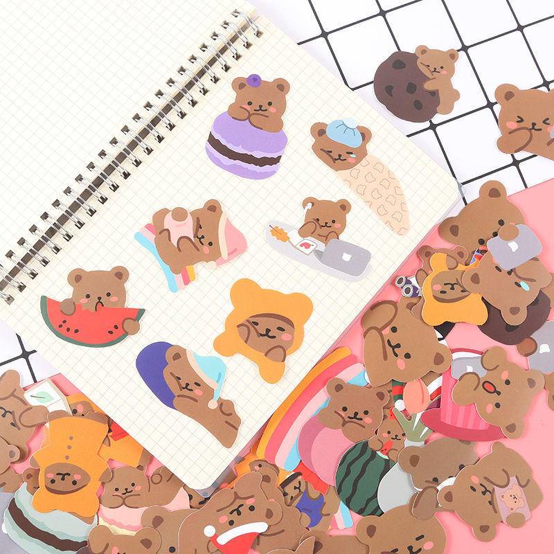 60Pcs/Pack Bear Cartoon Stickers Journal Scrapbook Stationery Diy Hand ...