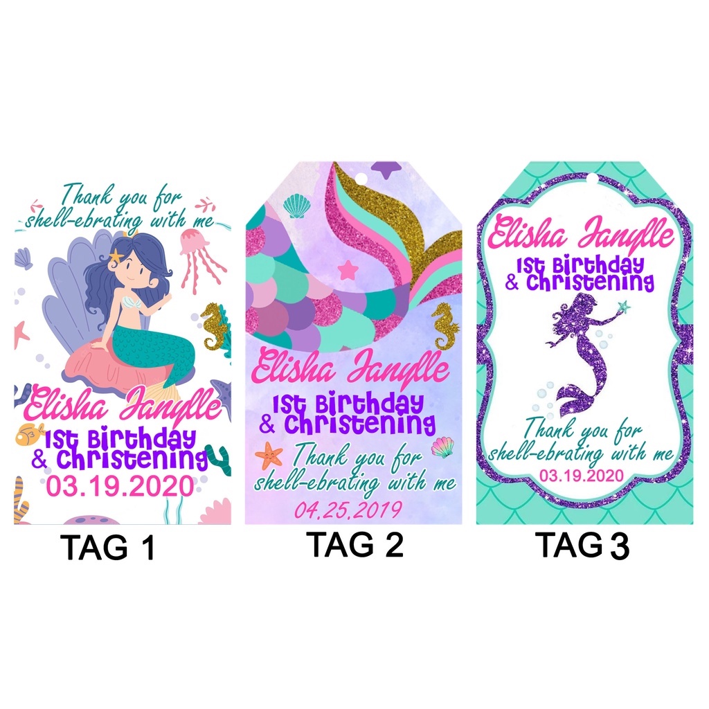 COD MERMAID THEME THANK YOU TAG FOR SOUEVNIR AND GIVEAWAYS | Shopee ...