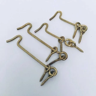 Retro Vintage 10PCS Brass Cabin Hooks And Eye Latch Lock Shed Gate