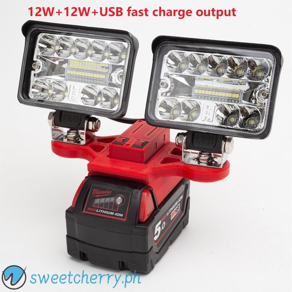 5W LED Work Light – Fits Milwaukee 18V Battery – Cordless, Portable, 400+ Lumens – Red