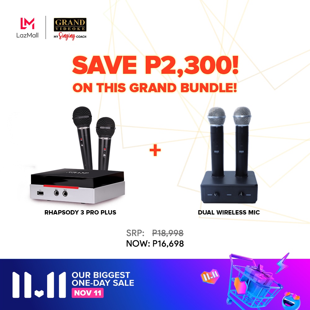 GRAND VIDEOKE Rhapsody 3 Pro Plus with WOW Dual Wireless Mics Shopee