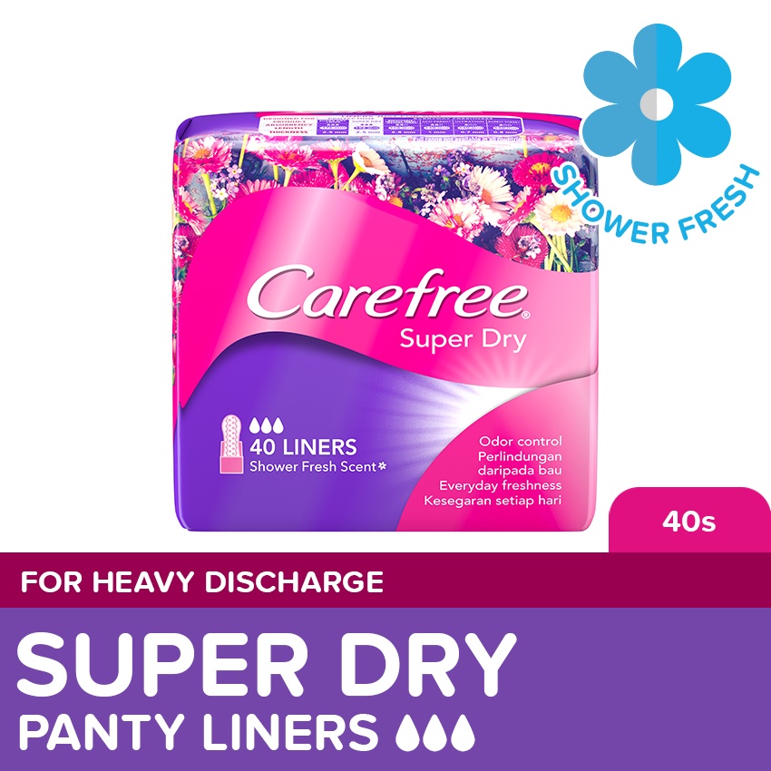 Carefree Super Dry Panty Liners 40s Feminine Care, Odor Control