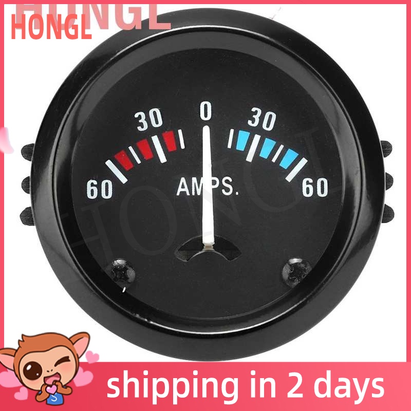 2" 52mm 12V Universal Ammeter Gauge 60-0-60 AMP – Black Dial, Blue Light – For Car, Boat, Truck