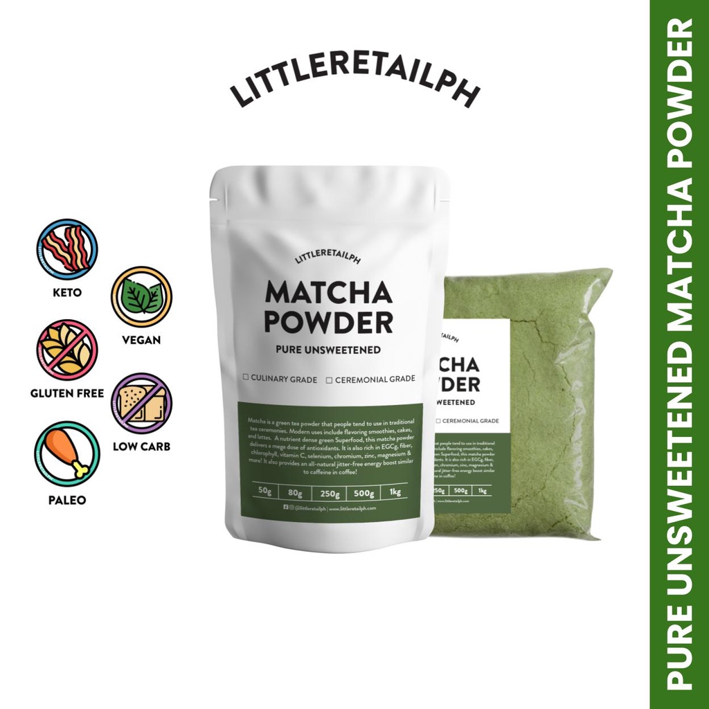 Pure Unsweetened Matcha Powder 250g, 500g , 1kg Keto /Low Carb Approved