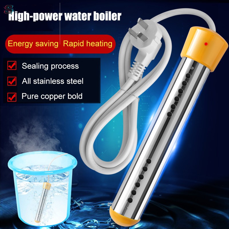 Immersion Water Heater, 1500W Electric Bucket Heater Stainless-Steel  Portable Submersible Water Heater with Digital Thermometer for Inflatable  Pool Bathtub, Basin 