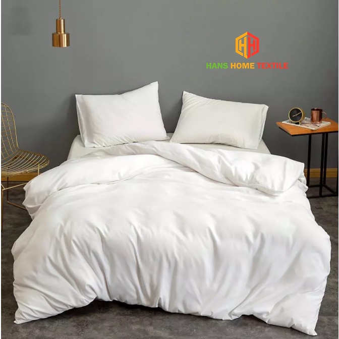 Bed Sheet Plain White 100% Cotton Luxury Bedding Sets Plain Silky Soft ...